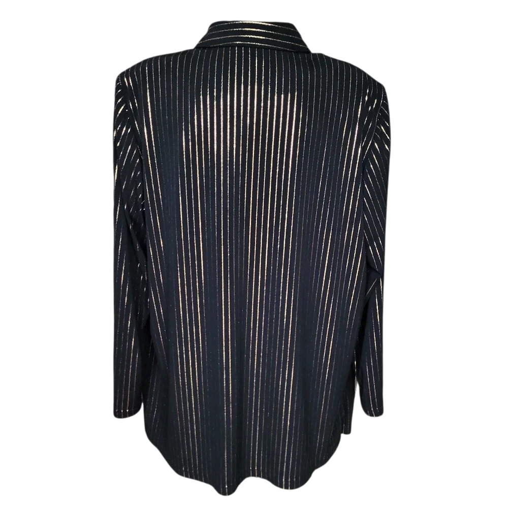Le Bos Black and Gold Metallic Stripe Blazer and Tank Set Women's Size 16W